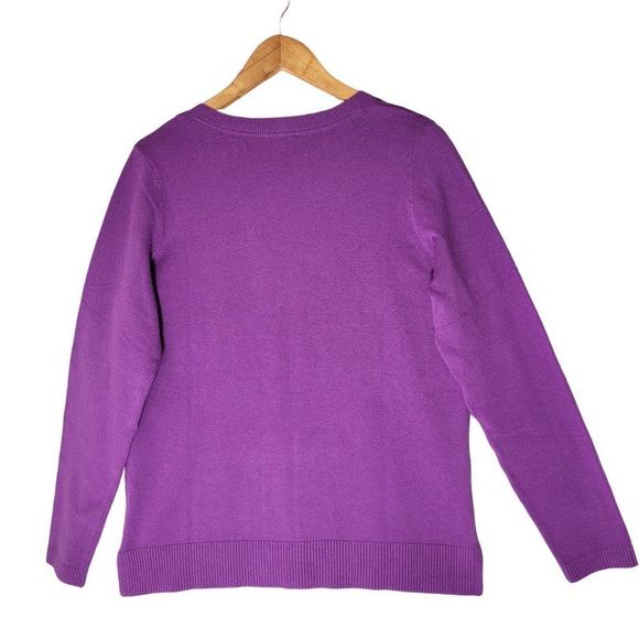 J Jill Sweater Womens M Purple Vneck Knit Pullover Fairy Colorful Mature Warm - Picture 2 of 10